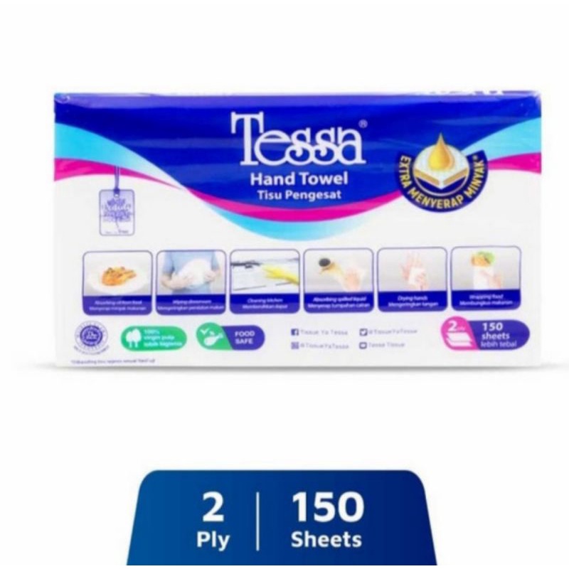 TESSA tisu PENGESAT hand towel 2ply 150s/ Tessa tissue kitchen towel 2 ply 150 sheets/ tisu dapur