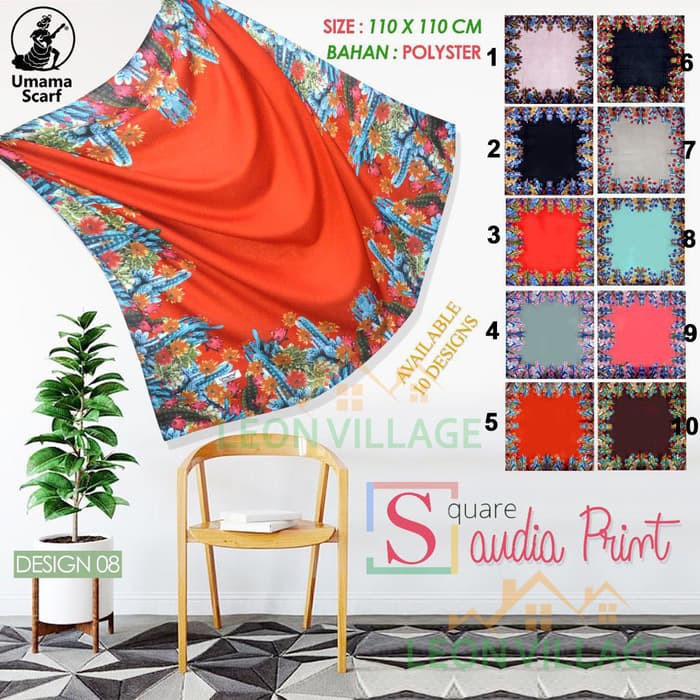 Kerudung SAUDIA PRINT A8 UMAMA Hijab Jilbab Segi Empat Motif