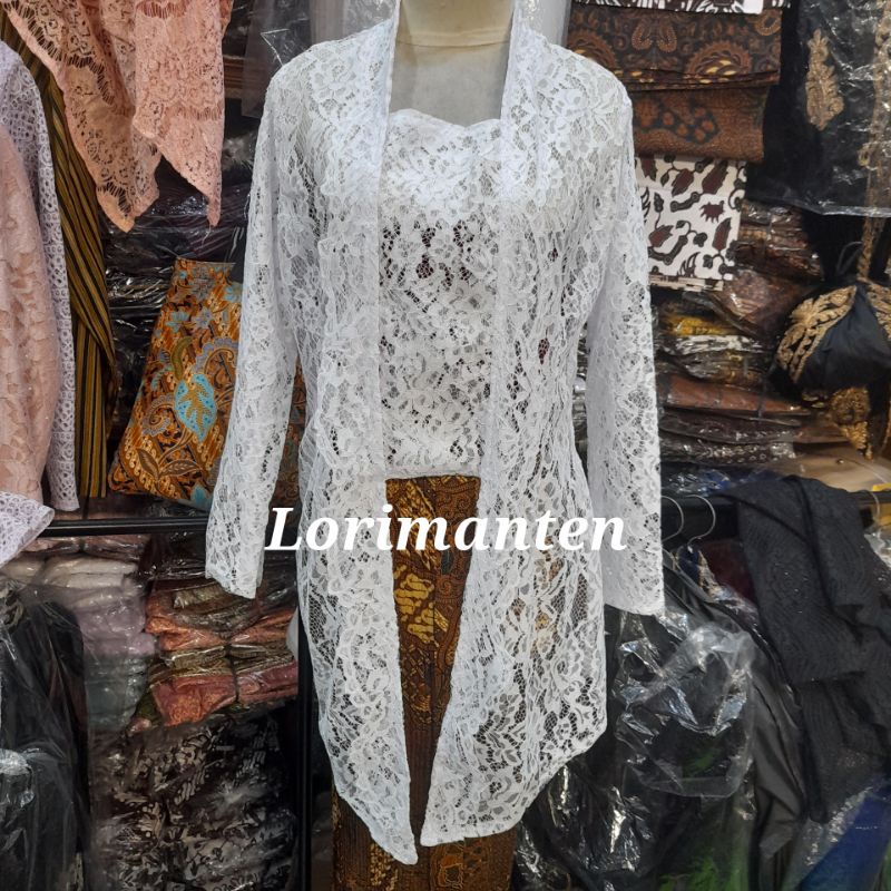 Kebaya Brokat Putih Kutu Baru XL