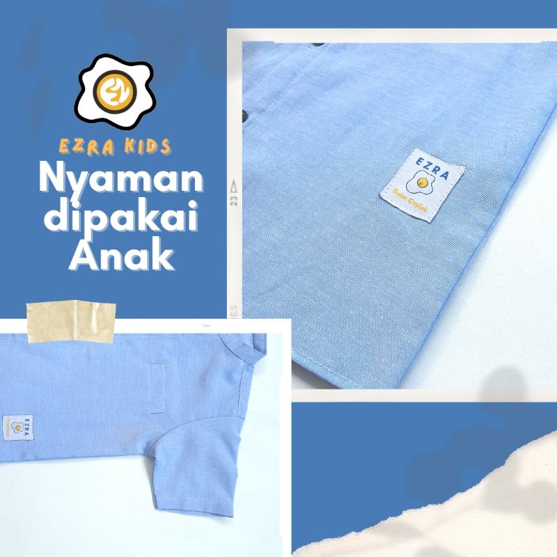 Baju Koko Anak Laki Laki Lengan Pendek Ezra Kids Oxford 1 - 9 Tahun