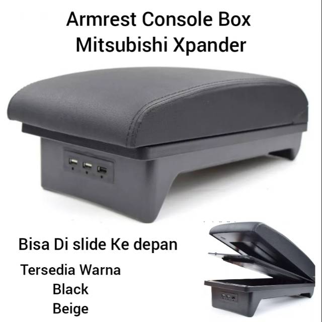 Mitsubishi xpander arm rest sandaran tangan console box armrest kulit slide plug and play