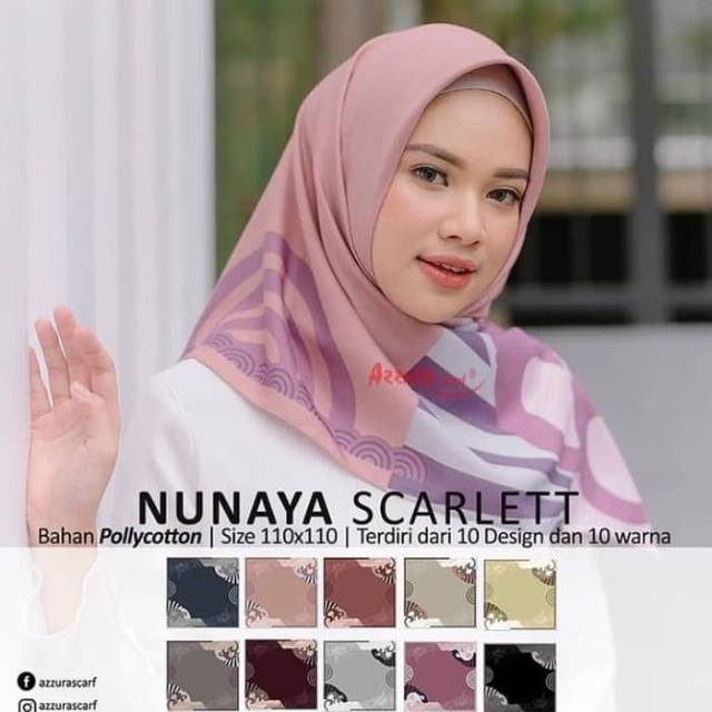 Jilbab Hijab Segi Empat Motif Nunaya