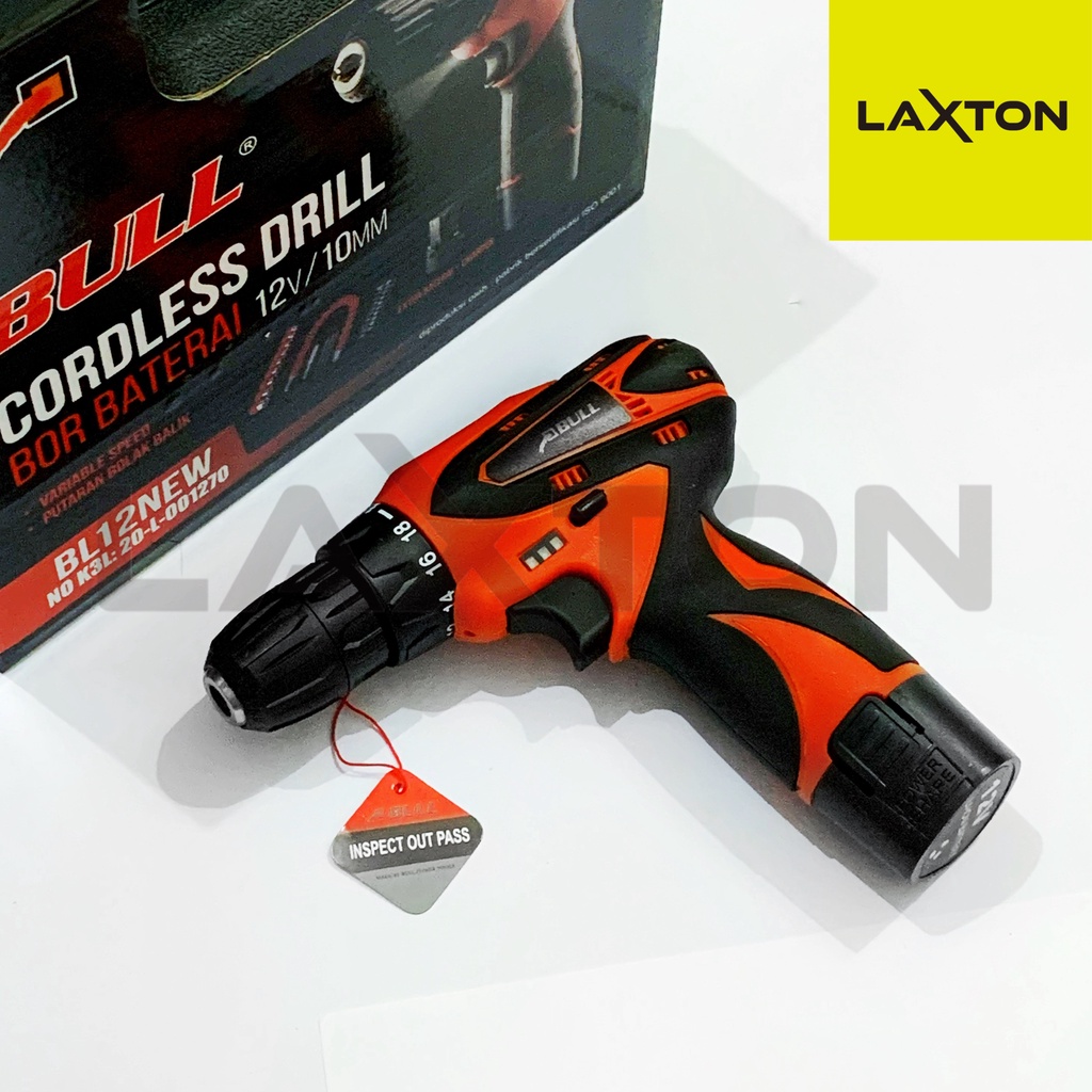 Mesin bor baterai charge cordless drill set 10mm BULL BL12NEW MURAH