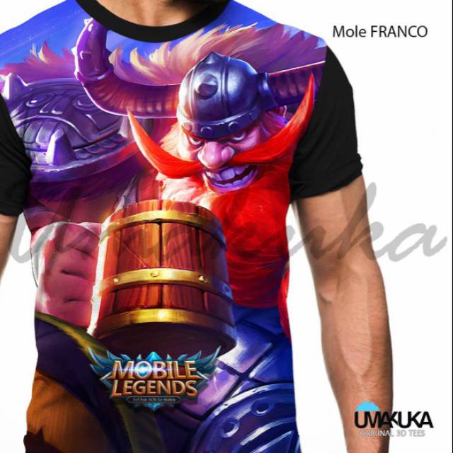 Kaos polos belakang - kaos fullprint - kaos anak pria wanita - 3D -Kaos Mobile Legend - Mole FRANCO
