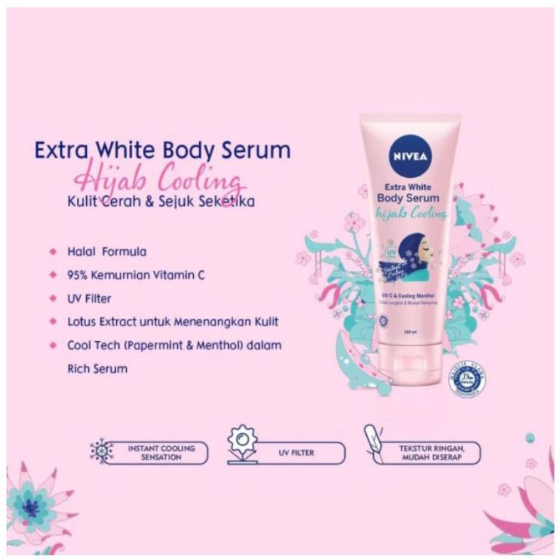 Nivea Extra White Body Serum Hijab Cooling Care &amp; Protect 180ml