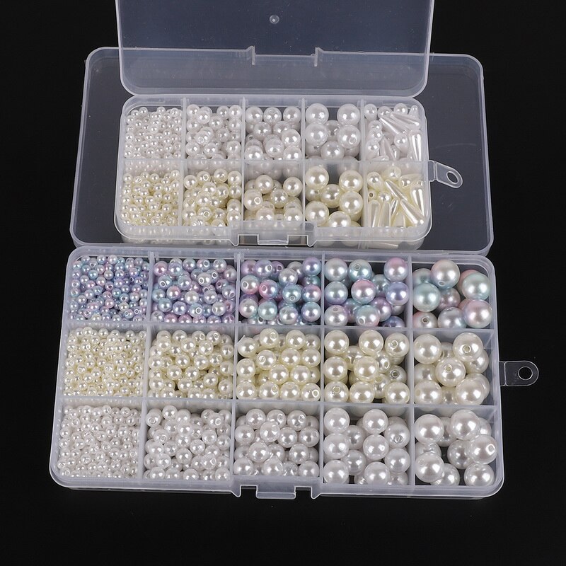 600pcs / 1300pcs Manik-Manik Mutiara Imitasi Bentuk Bulat Bahan Abs Diameter 4mm - 12mm Untuk Dekorasi Pakaian