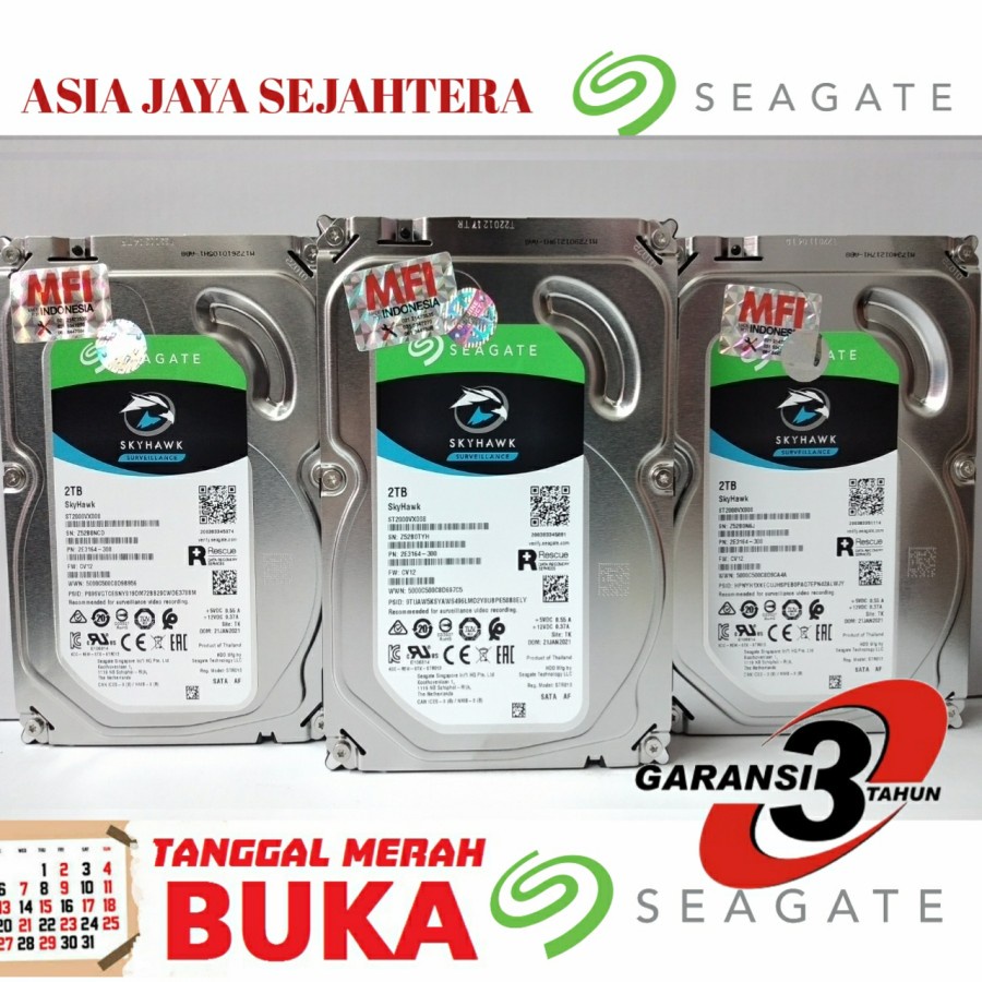 hardisk 2tb seagate skyhawk mfi / garansi 3 tahun