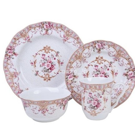 DINNER SET KERAMIK SANGO MOTIF ABINGTON PINK - ECER & SET