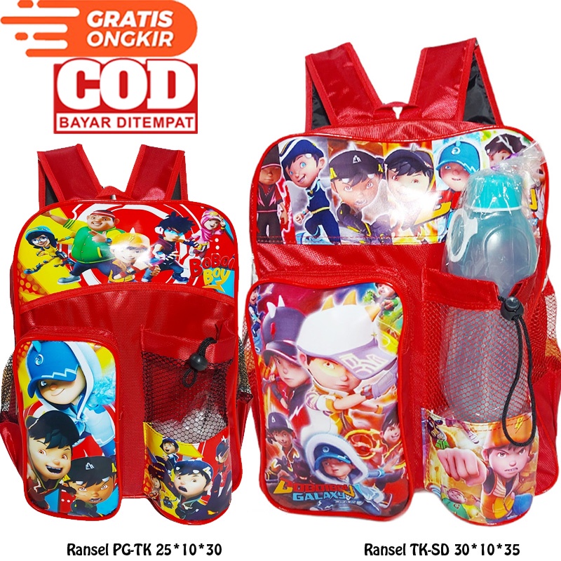 Tas ransel sekolah anak laki laki motif BOBOIBOY free botol minum