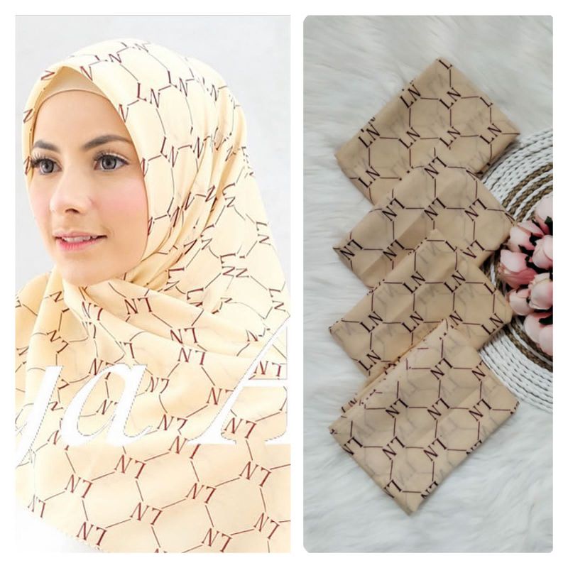 HIJAB SEGI EMPAT VOAL LASERCUT MOTIF ZARA CHOCO