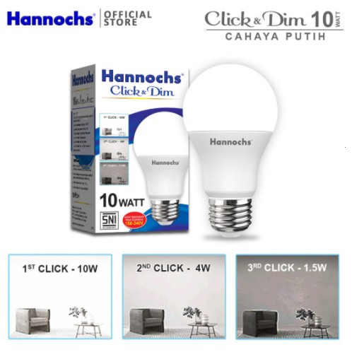 Hannochs Lampu LED Click &amp; Dim 10 watt 3 tingkat kecerahan