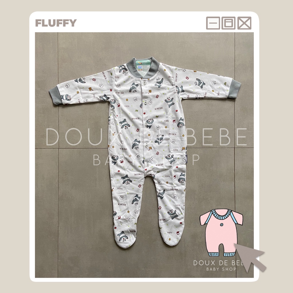 [MOMMYONLINE] FLUFFY Baju Kodok / Jumper Tutup Kaki We Bare Bears (Isi 3Pcs) size L