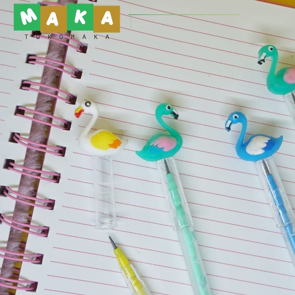 

pensil susun flamingo pensil peluru pensil bensia pensil cetek mekanik alat tulis sekolah ATK murah unik import