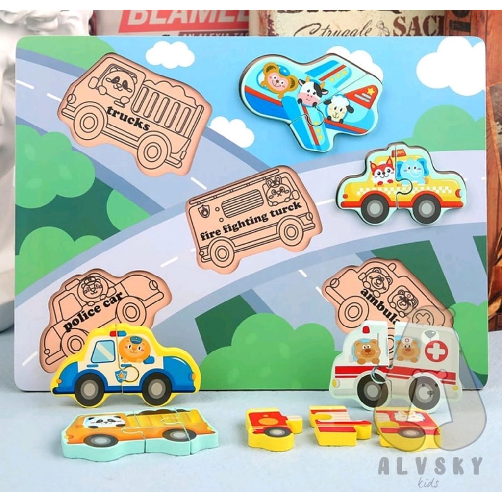 MAINAN EDUKASI ANAK PUZZLE KNOB KAYU / PUZZLE KAYU 3D CHUNKY PUZZLE