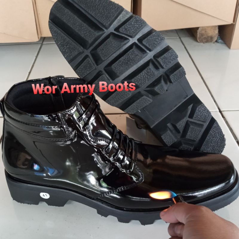 Sepatu PDH Dinas  Kilap Radial Tebal Terbaru Size 39-47 by Wor Army Boots