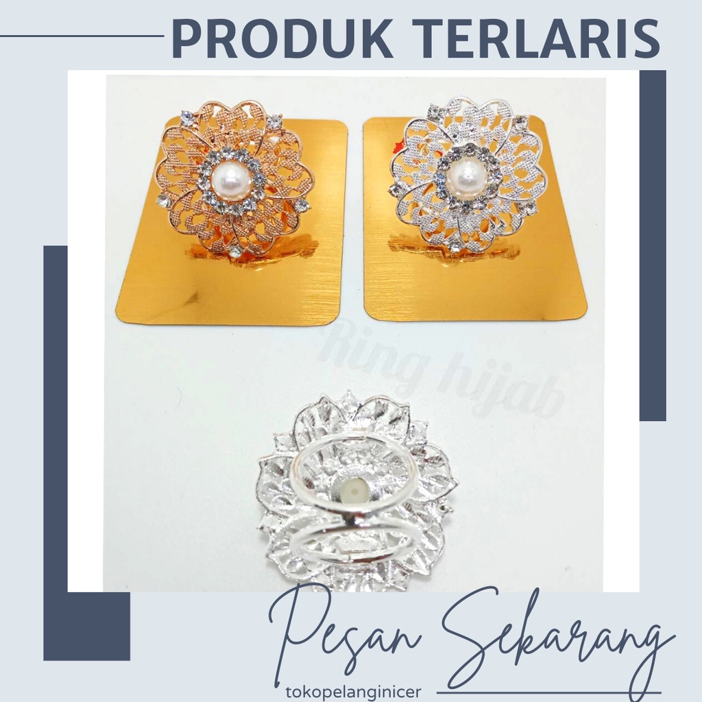 Ring Hijab- Cincin Jilbab- Bros Model Ring Hijab Bunga Cantik- Gesper Ring Jilbab Bunga Mekar