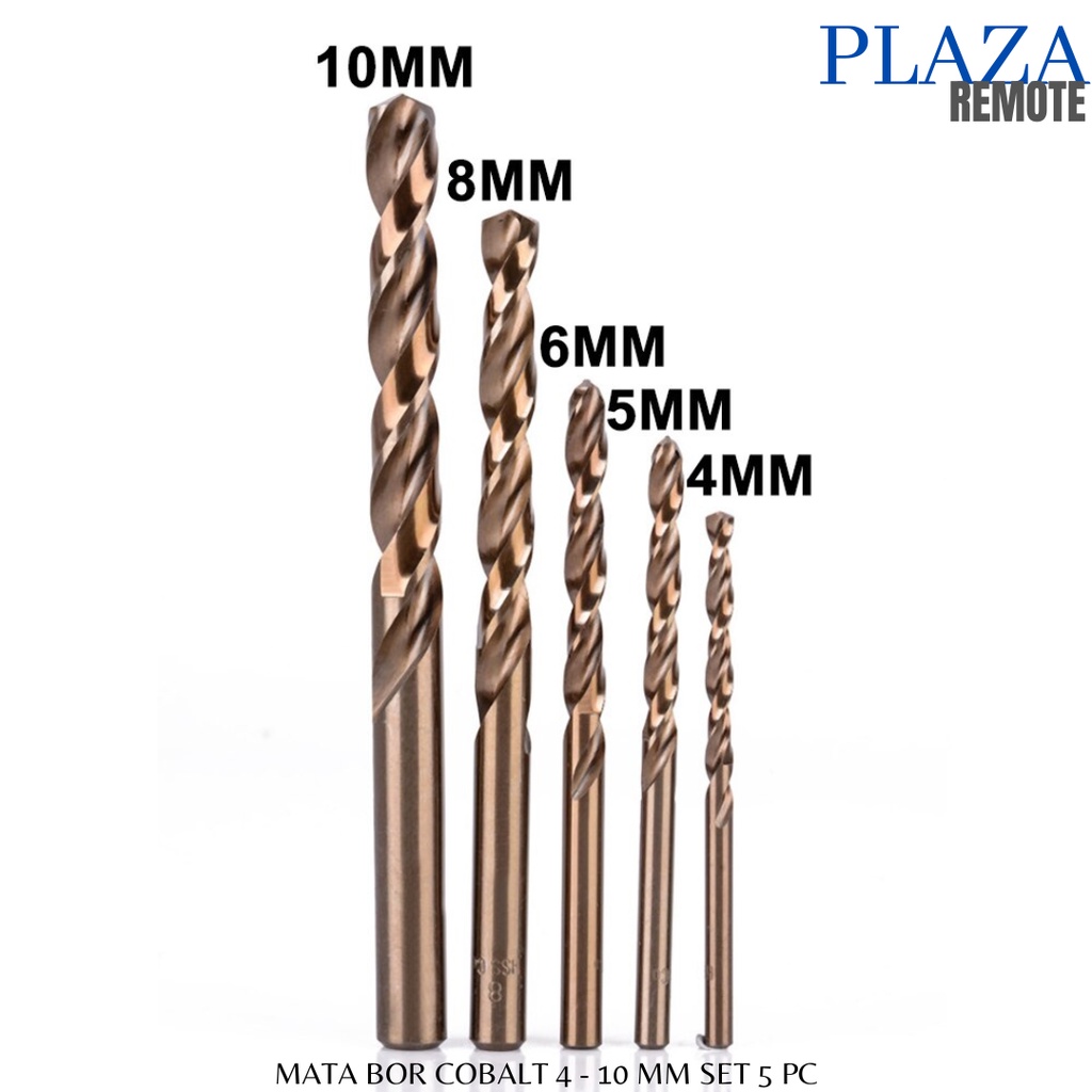 MATA BOR HSS CO COBALT M35 UNTUK BOR BESI TEBAL DLL 4 - 10 MM SET 5 PC