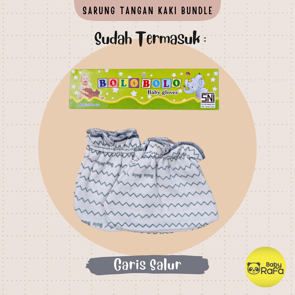 Serian Abu - 3 pcs/set Sarung Tangan dan Kaos Kaki Bayi Grey Series Merk SNI Bolo Bolo