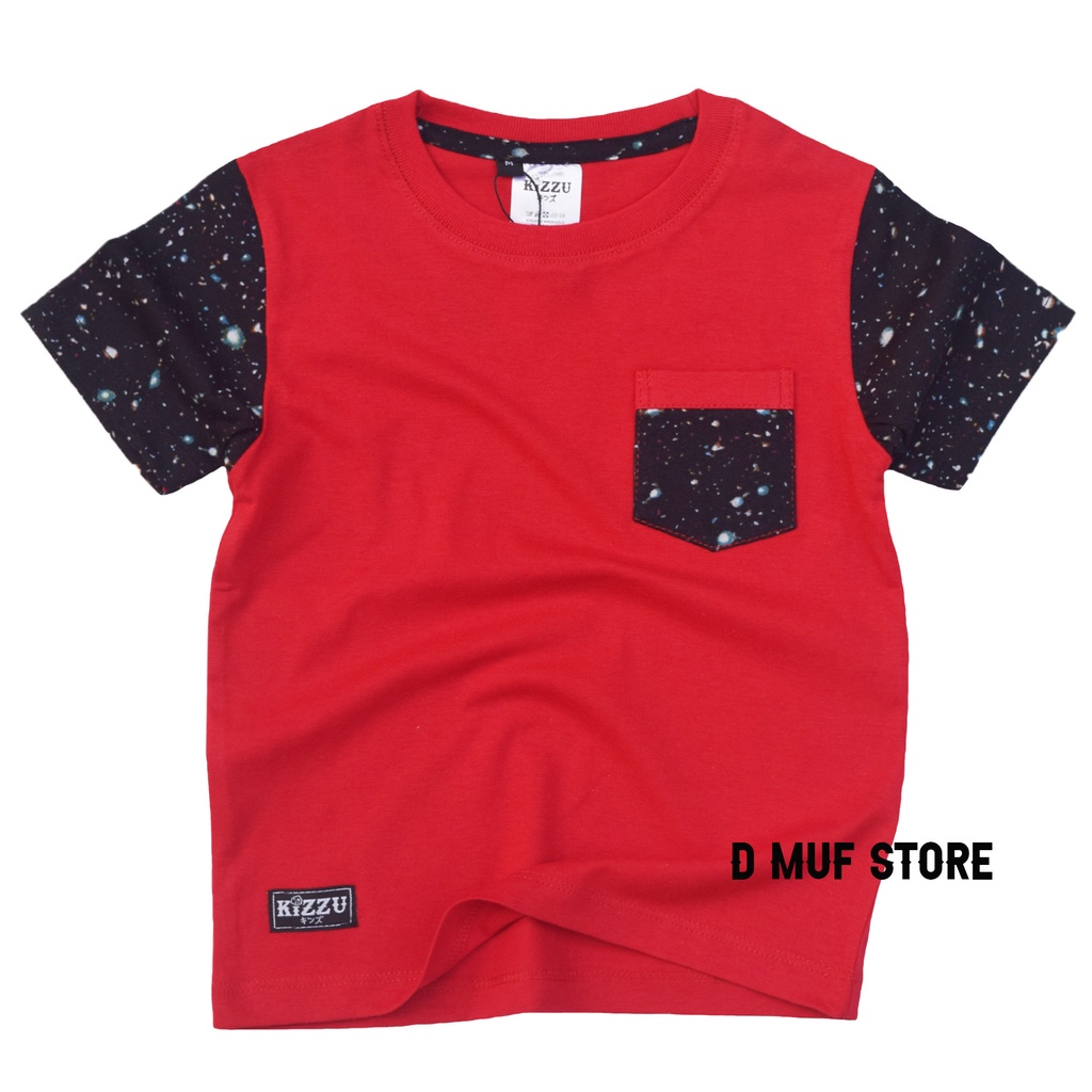 Kizzu Kaos Anak Printing Galaxy Premium Cotton 30s Usia 1-12 Tahun Galaxy Merah- dmufstore