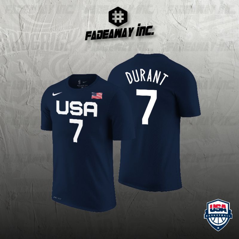 Tshirt - Baju Kaos Fashion Basket Nike USA Basketball Nomor 7 Kevin Durant - Navy