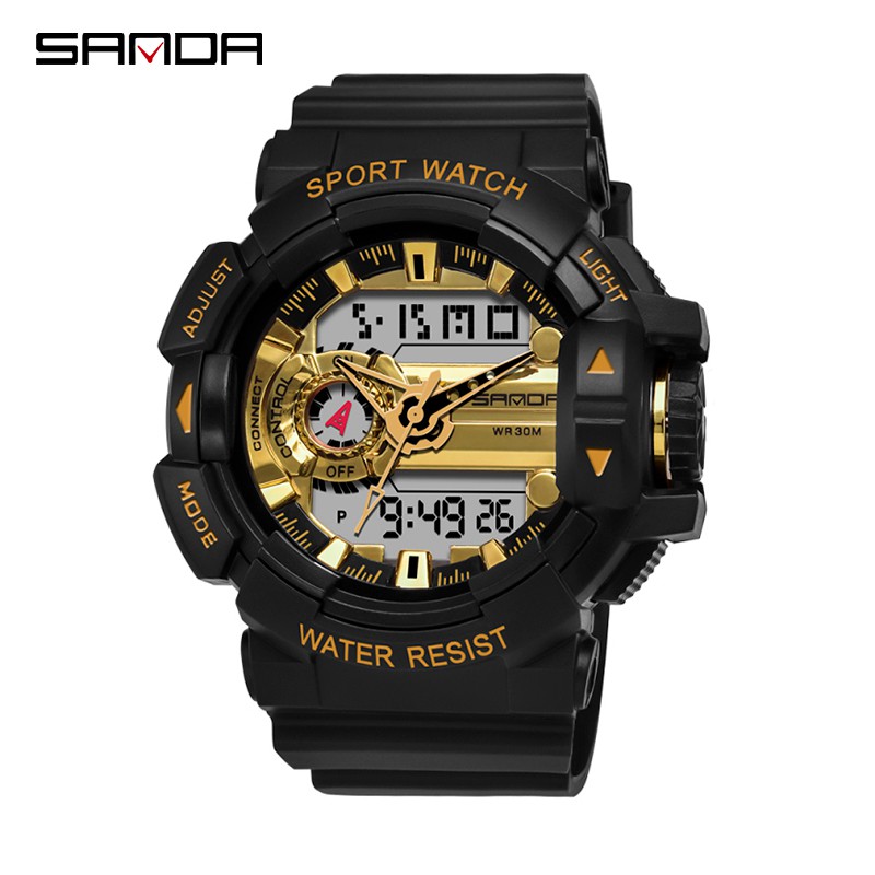 SANDA 599 Jam Tangan Pria Digital Analog Tali Rubber Chronograph Anti Air WATCHKITE WKOS