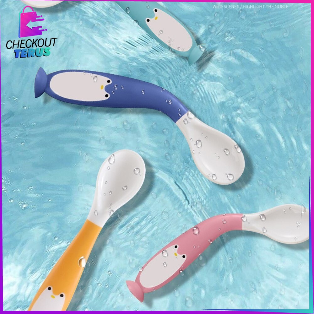CT C345 Sendok Makan Bayi Sendok Bengkok Bayi Perlengkapan Bayi Sendok Garpu Set Anak Bayi Sendok Makan Bayi Silikon Fleksibel Spoon BPA Free