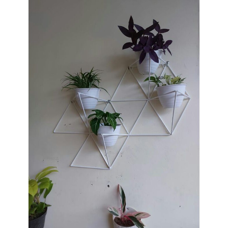STANDING POT TEMPEL DINDING STANDING POT GEOMETRI HEXAGON rak pot murah rak pot dinding