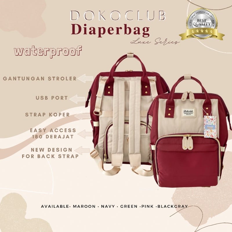 3.3 CRAZY SALE !! DIAPERBAG / TAS DIAPER D0OKOCLUB / TAS PERLENGKAPAB BAYI  (LUXE SERIES)