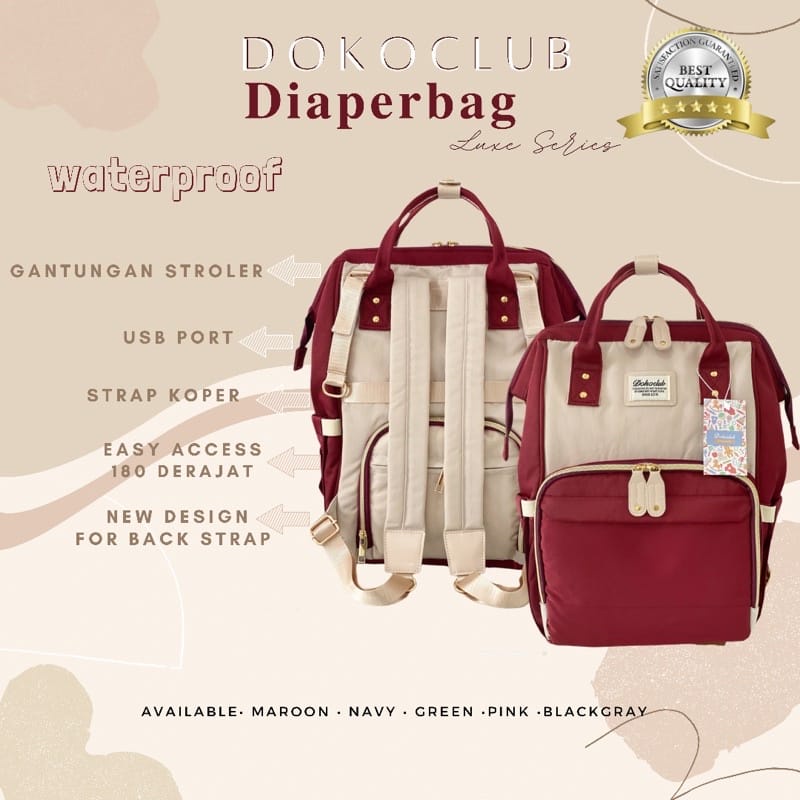 7.7 BIG SALE !! DIAPERBAG / TAS DIAPER D0OKOCLUB / TAS PERLENGKAPAB BAYI  (LUXE SERIES)