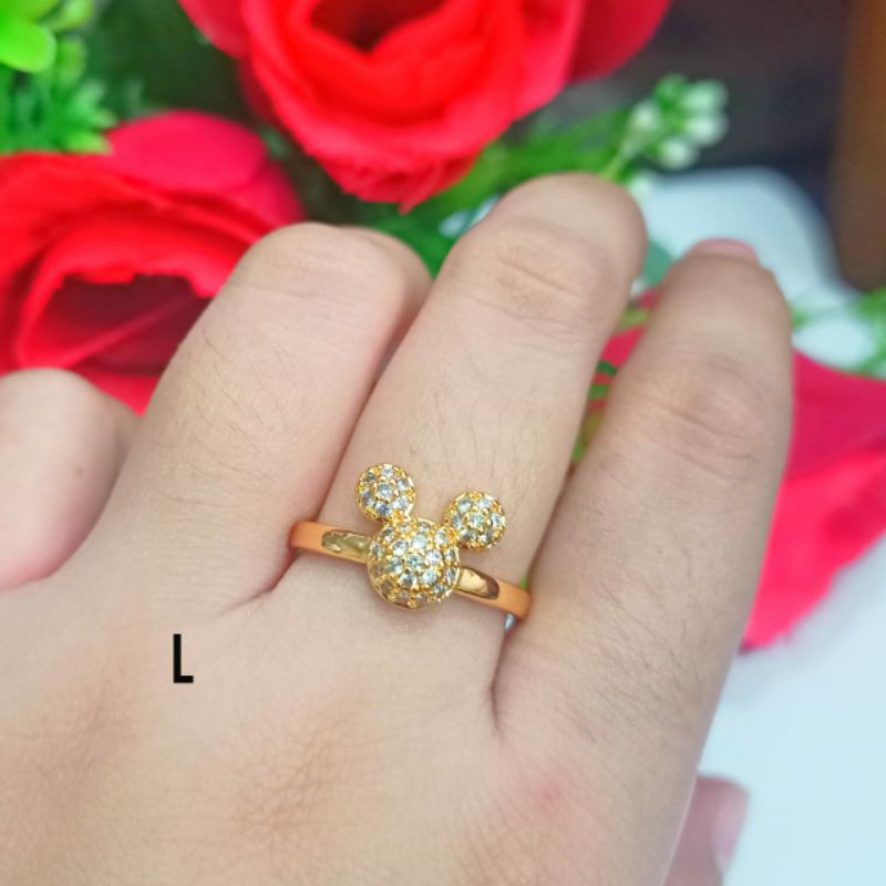 Cincin permata zircon kimos karakter, gold &amp; silver, simple &amp; elegan (COD)