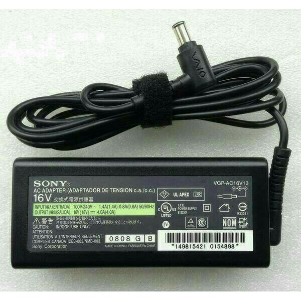 Adaptor Charger Sony Vaio 16V 4.0A, PCG-700 PCG-800 VGP-AC16V