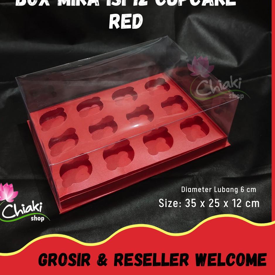 

Box Mika ALAS MERAH 35 x 25 x 12 Cupcake isi 12 Cake Pudding Dus Tart RED Karton Tebal Chiaki