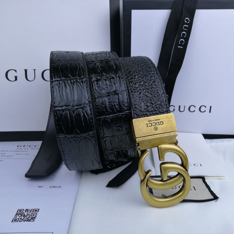 Ikat Pinggang Kulit Desain Gucci Gesper Huruf G Ganda Ikat Pinggang Kulit Desain Gucci Gesper Huruf G Ganda