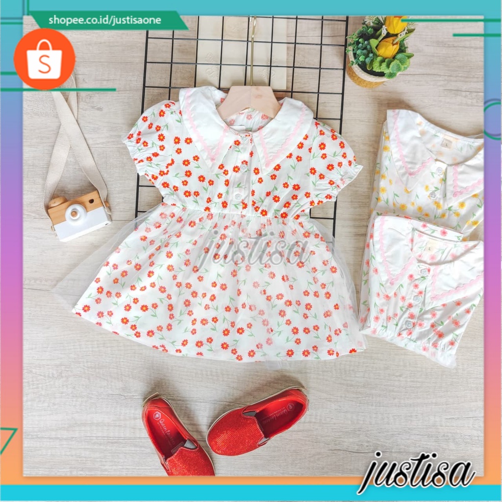 Promo !! dress anak perempuan LS dress flower japan little uk 3bln-1th