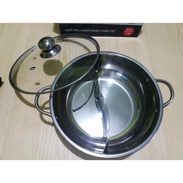 ( KJO ) Panci Shabu Shabu 2 Sekat Stainless Steel kenzjayaolshop