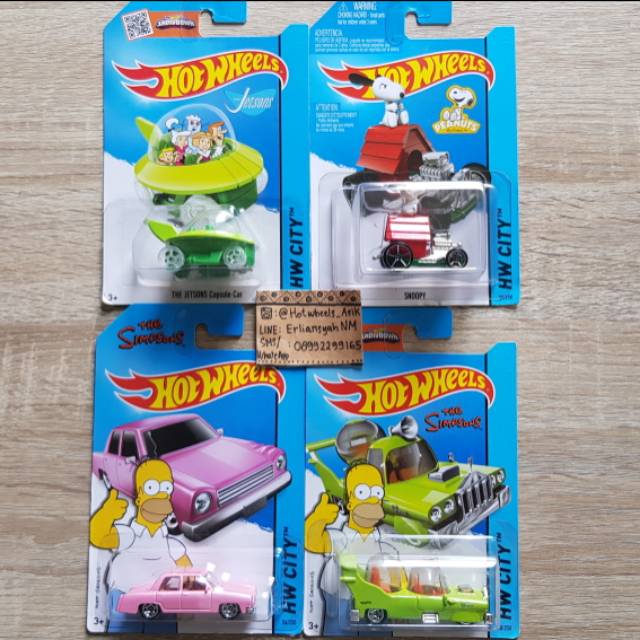 Hot Wheels Serial Kartun Anak: Snoopy, The Homer, The Simpsons, The Jetsons
