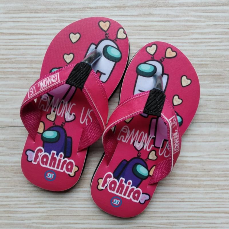 Sandal Costum Nama Karakter AMONG US Anak/Dewasa GRATIS custom Suka Suka