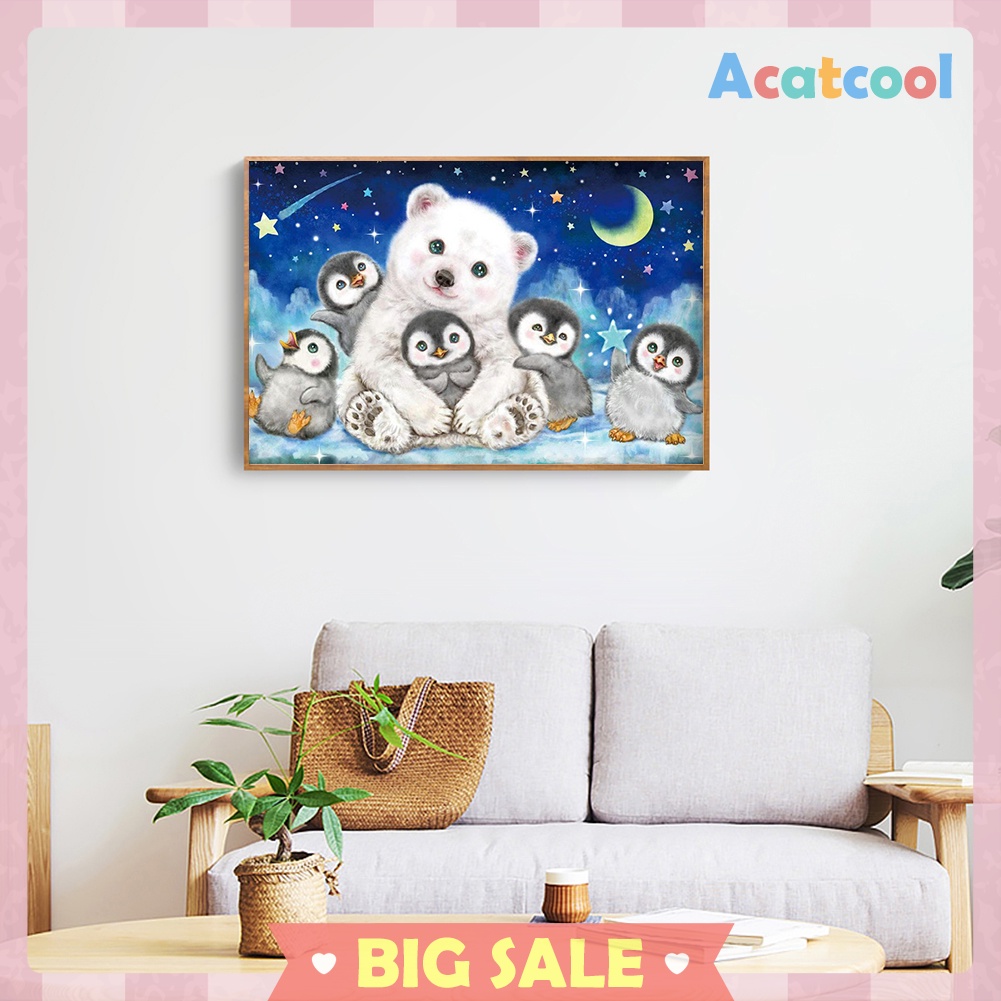 Diamond Painting Bear Little Penguin 5D Full Round Resin Rhinestone Picture