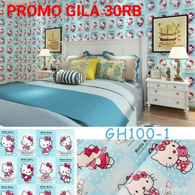 Stiker Wallpaper Termurah Kitty karakter premium pvc vinil berkelas elegan