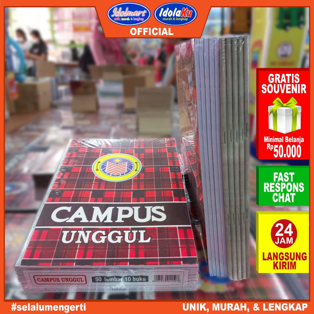 IDOLMART Buku Tulis Campus Unggul isi 50 Lembar Buku Tulis Sekolah Boxy Surabaya