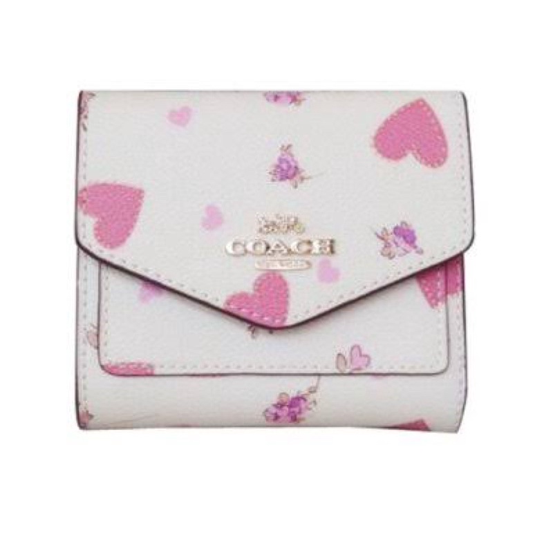 Coach Small Wallet In Signature Canvas With Heart Print