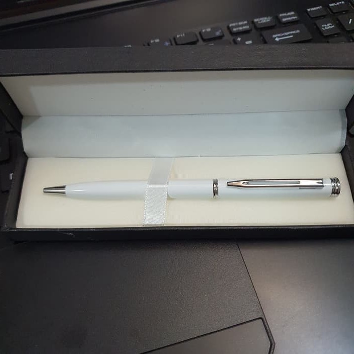 

Bagus Pulpen Metal Paku Putih + Kotak Box Trendi