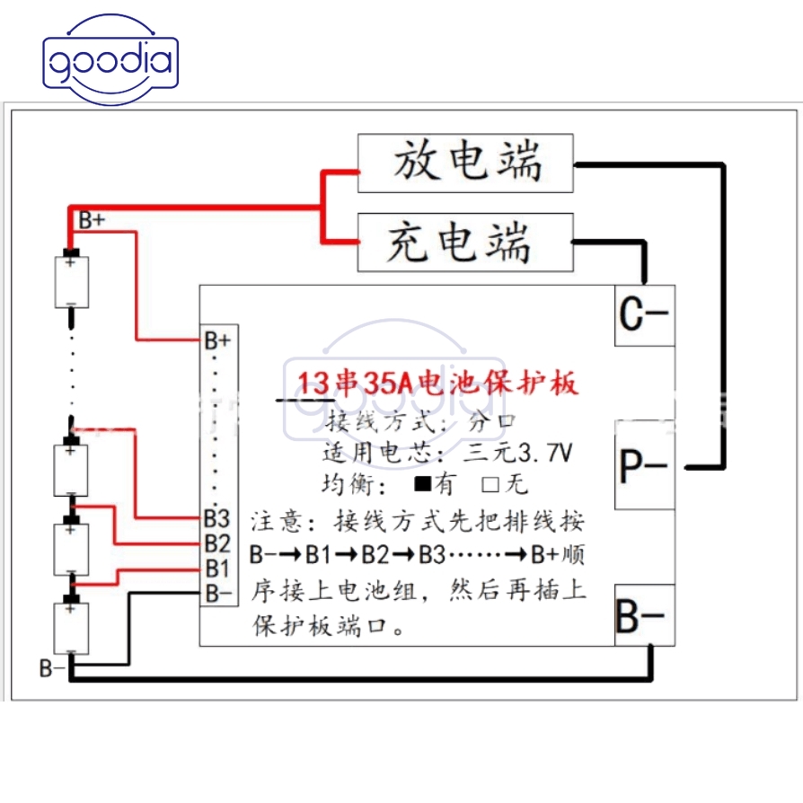 ✈【Fast/COD】✈Papan Sirkuit PCB Baterai Li-ion 48V 13S 35A BMS PCB untuk E-Bike Ebike