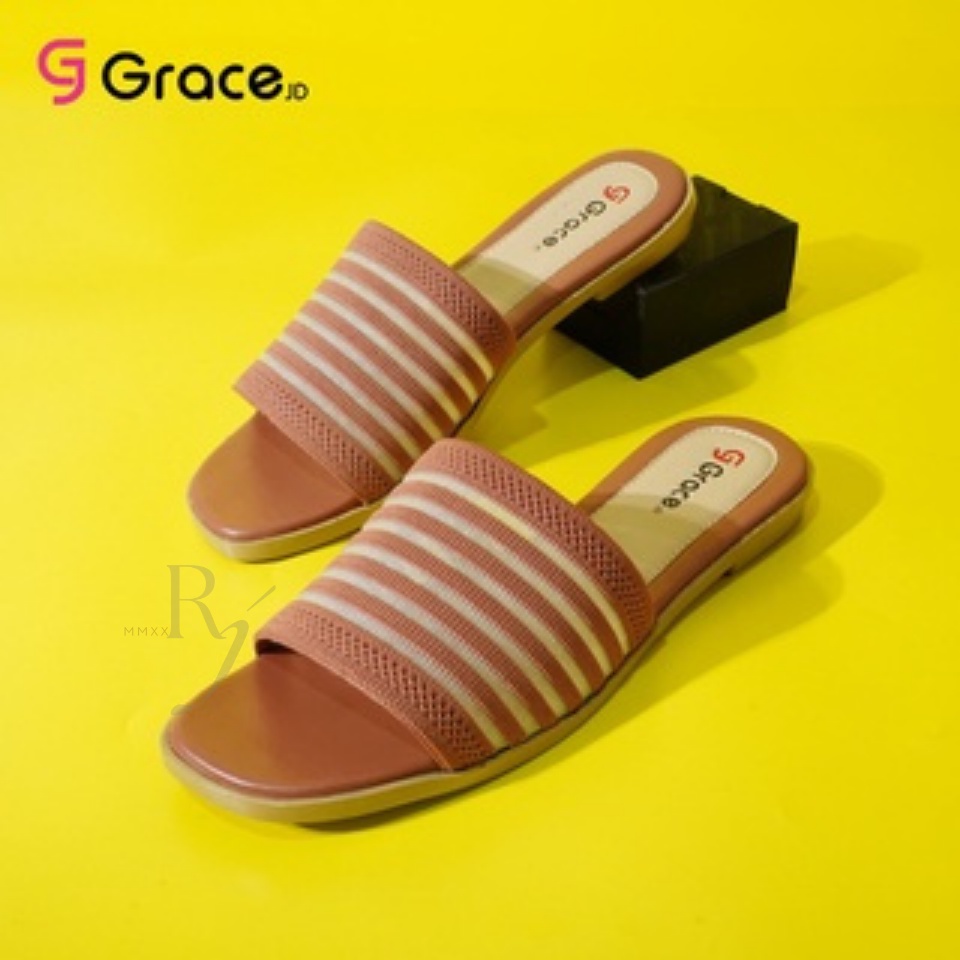 GRACE [CBR SLOP] Sandal Selop Wanita Kokop Strap Garis/ Korean Women Slippers / Sandal Rajut Selop