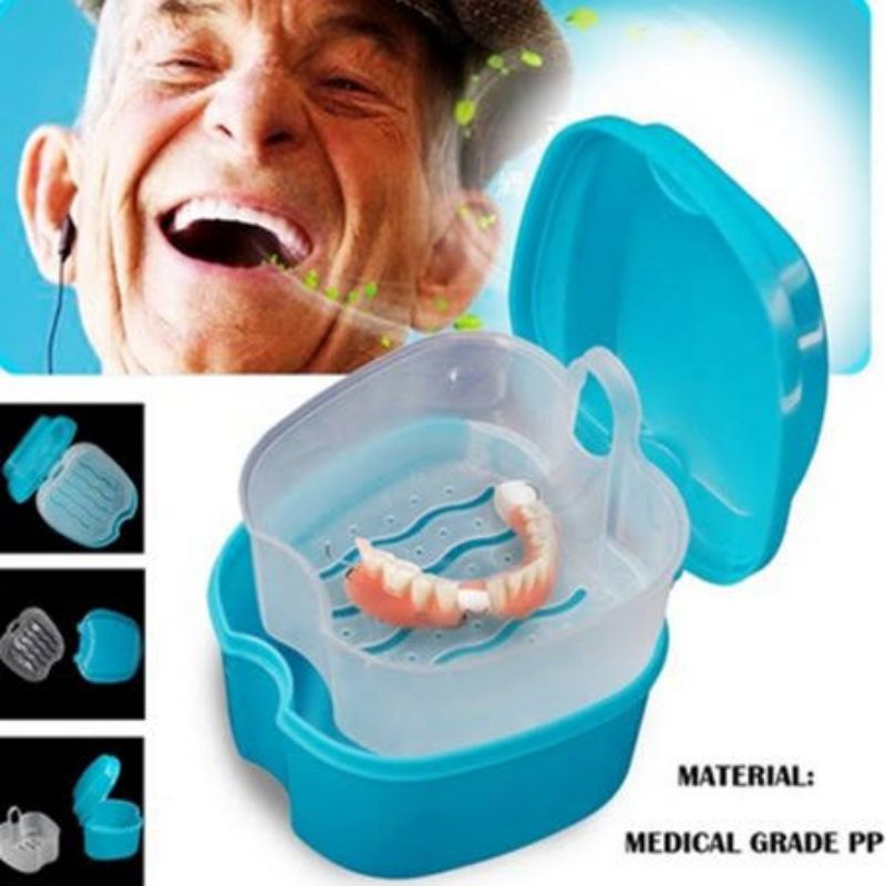 Denture Bath Box Kotak Tempat Gigi Palsu Gigi Tiruan (Kode 3 Warna)