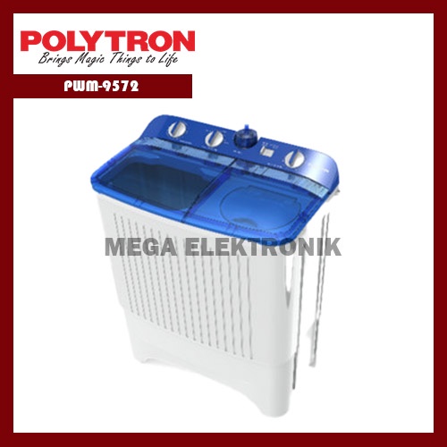 POLYTRON PWM-9572 MESIN CUCI 2 TABUNG 9.5KG - KHUSUS JABODETABEK