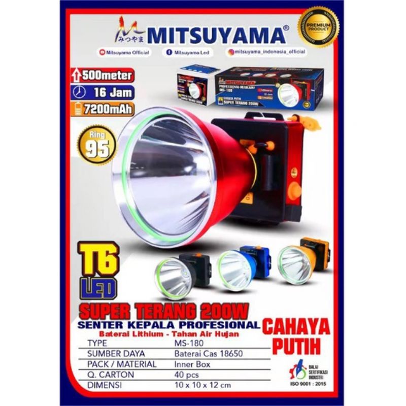 SENTER KEPALA JUMBO 200 WATT MITSUYAMA 180 SUPER TERANG