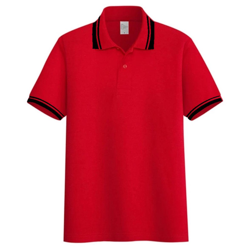 Noveli wear - Kaos polo shirt polos Merah kerah stripe | kaos kerah seragam pria dan wanita