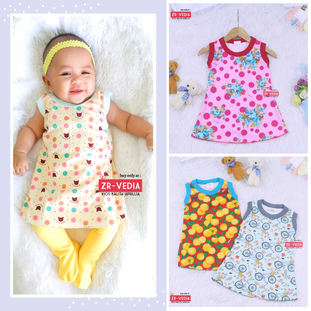 (ISI 3 PCS) Daster Yukensi Bayi uk 0-12 Bulan / Dress Bayi Kaos Daster Meylan Baju Anak Perempuan kiosbalitaaprilia