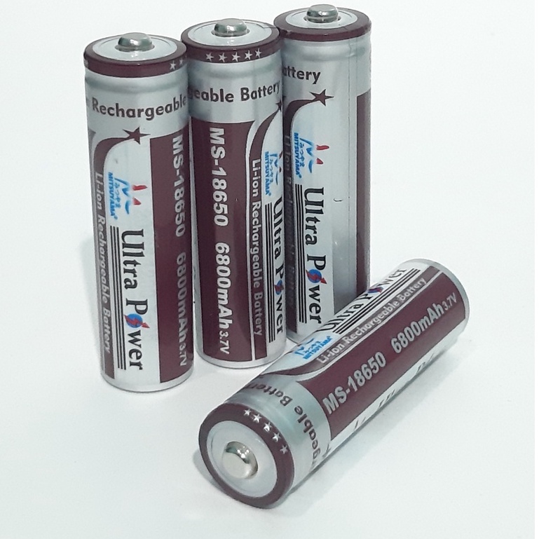 Batterai Charger MS18650 Li-ion 3.7volt - 6800mAh Warna Coklat Plus Timbul Paket Isi 4pcs